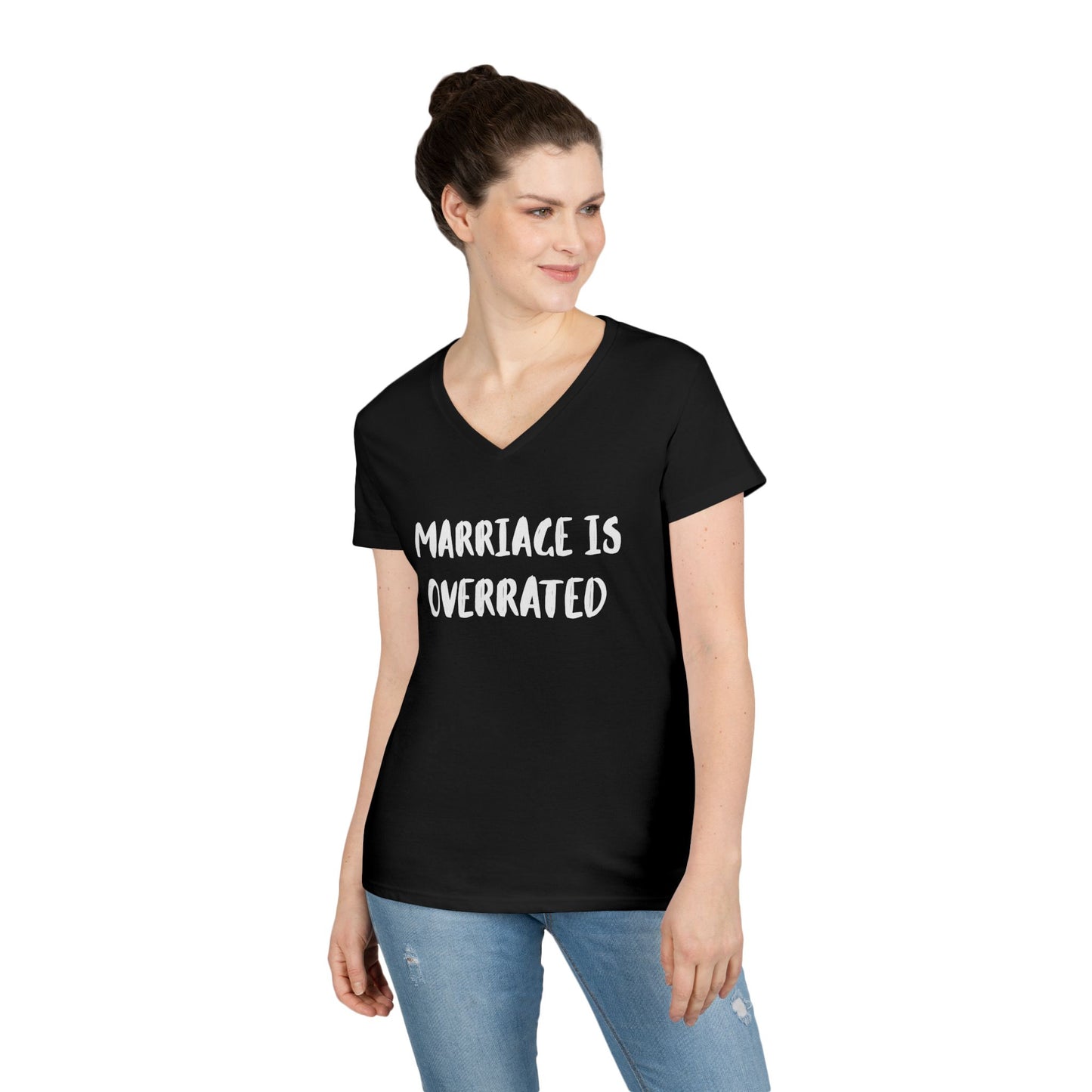 "Marriage Is Overrated" Ladies' V-Neck T-Shirt - Funny Casual Top for Women